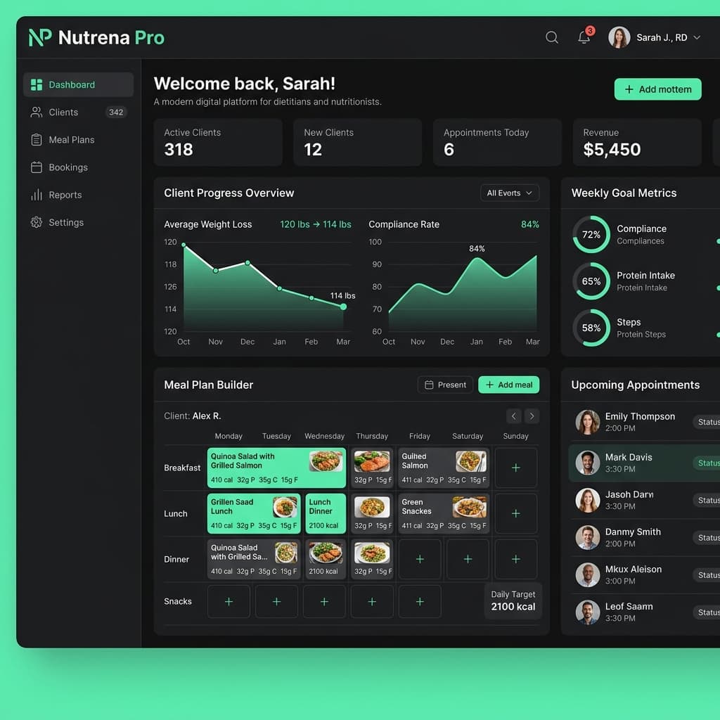 Nutrena practice management dashboard illustration